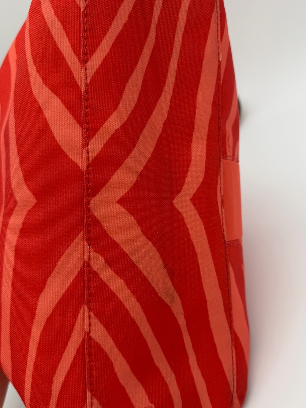 Coach Red Zebra-Print Tote with Tan Leather Trim and Logo Charm this is used! - Picture 9 of 13